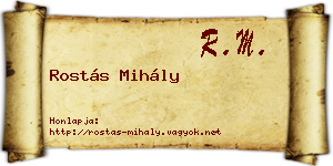Rostás Mihály névjegykártya